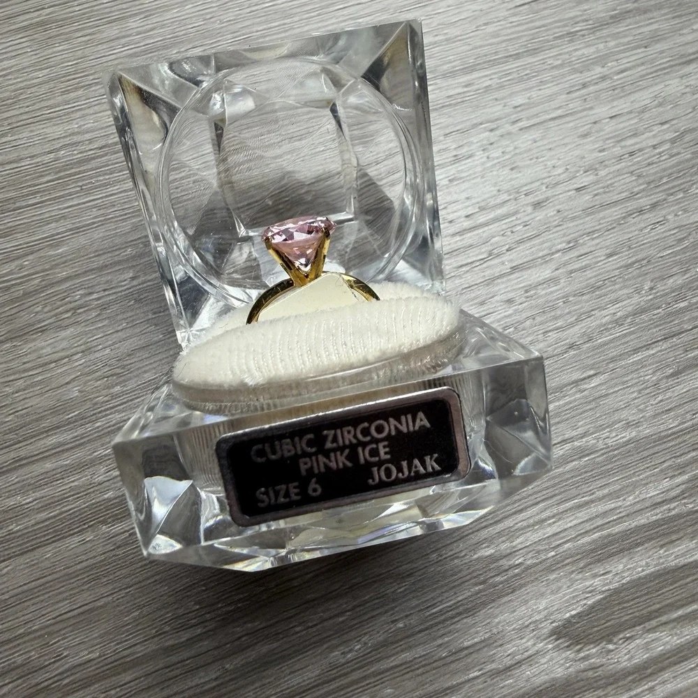 Vintage JOJAK Pink Ice Cubic Zirconia Round Cut Ring Size 6 New